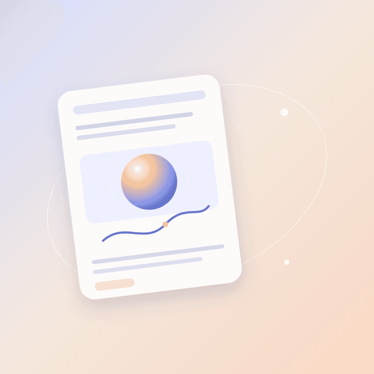 A layered academic document with a luminous research model lens