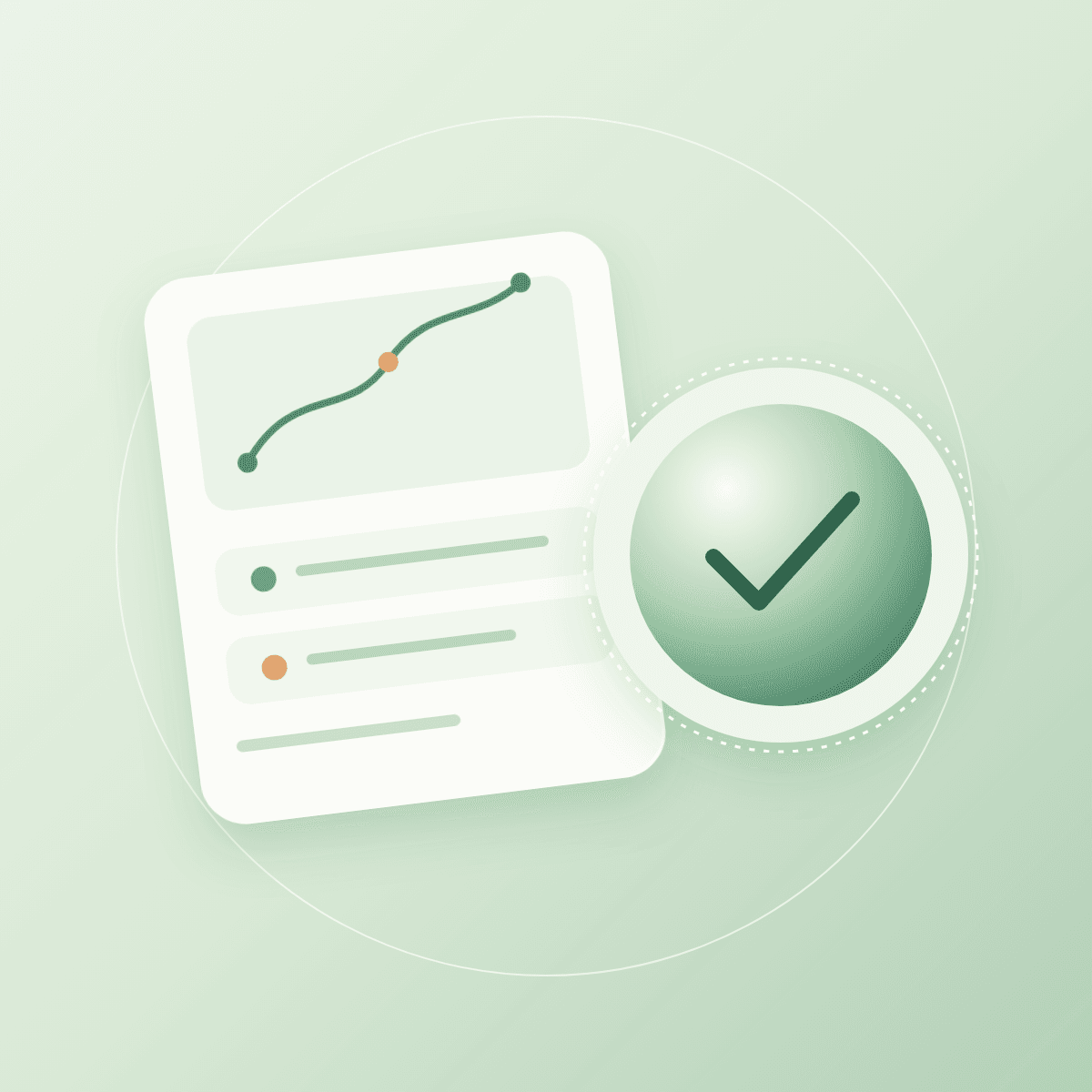 A research evidence panel paired with a green verification lens