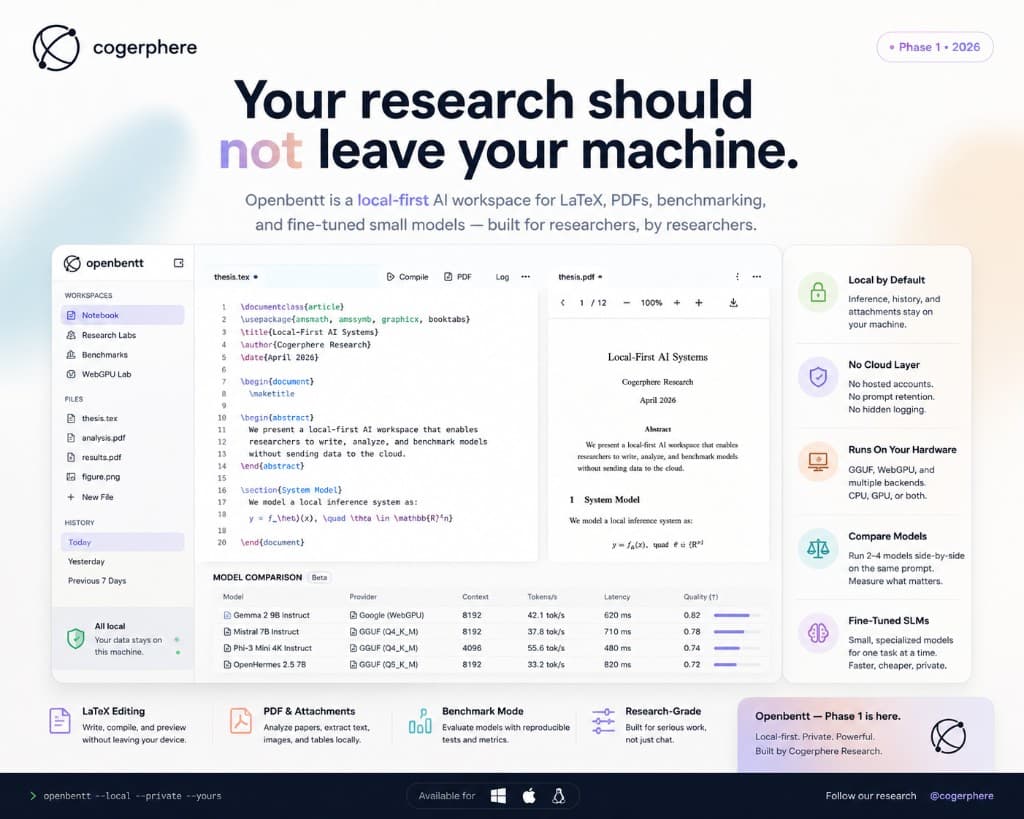 Openbentt — local-first AI workspace for researchers